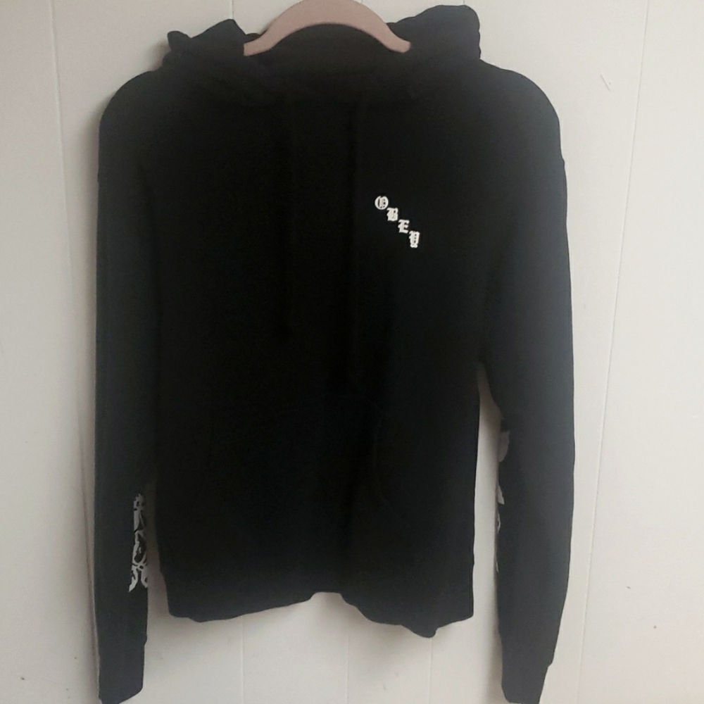 OBEY Propeganda Womens hooded sweatshirt.. black.. size Large